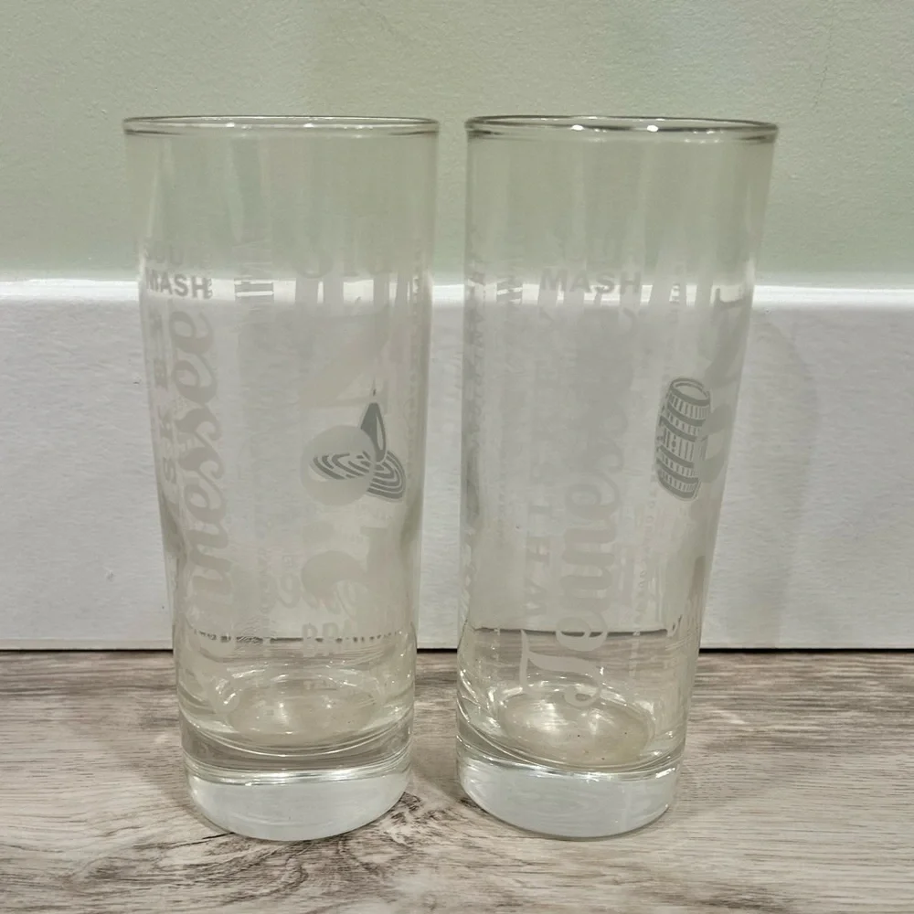 Jack Daniel’s Old No 7 Tennessee Whiskey Silver Rimmed Highball Glasses Set Of 2